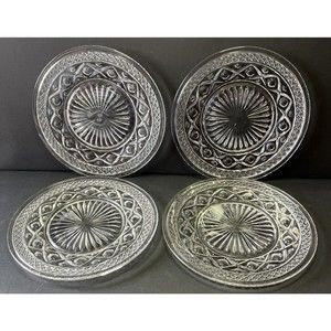 4 Imperial CAPE COD Crystal Clear Salad Plates 8 1/8"